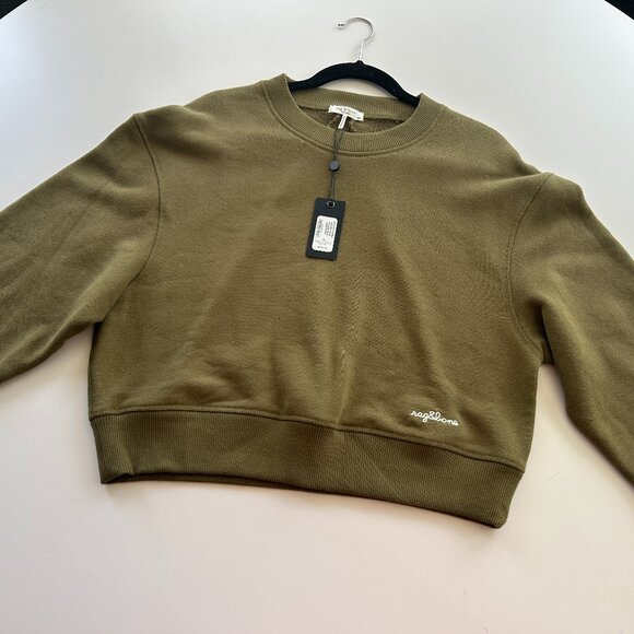 Rag & Bone Vintage Terry Sweatshirt in Military Olive, Size Medium - Picture 2 of 9